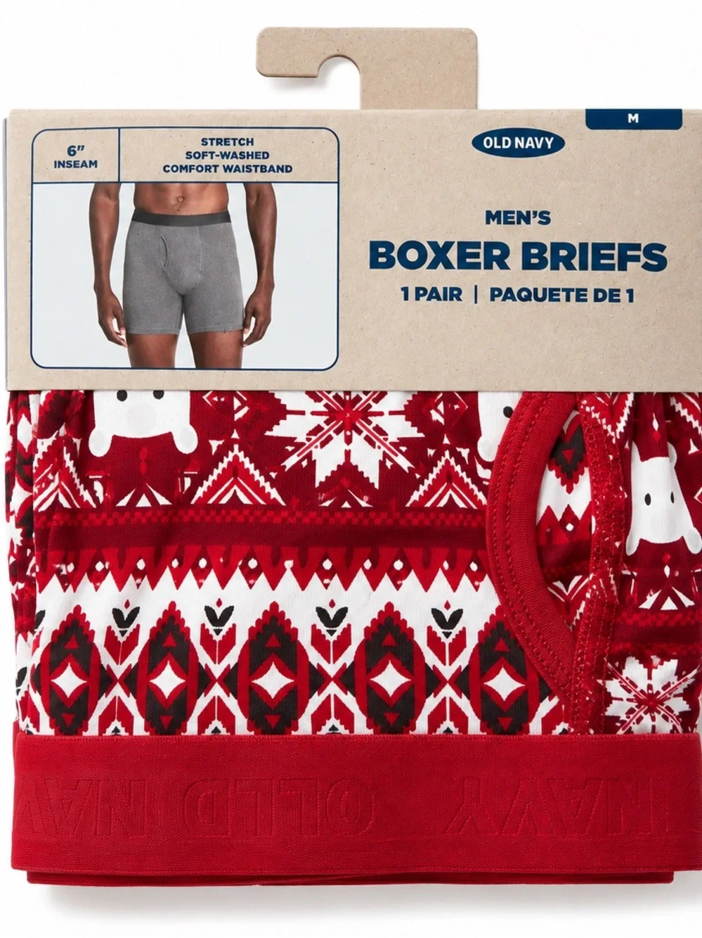 Old Navy Men’s M Boxer Briefs 6” Christmas Holiday Print NWT Cotton Stretch